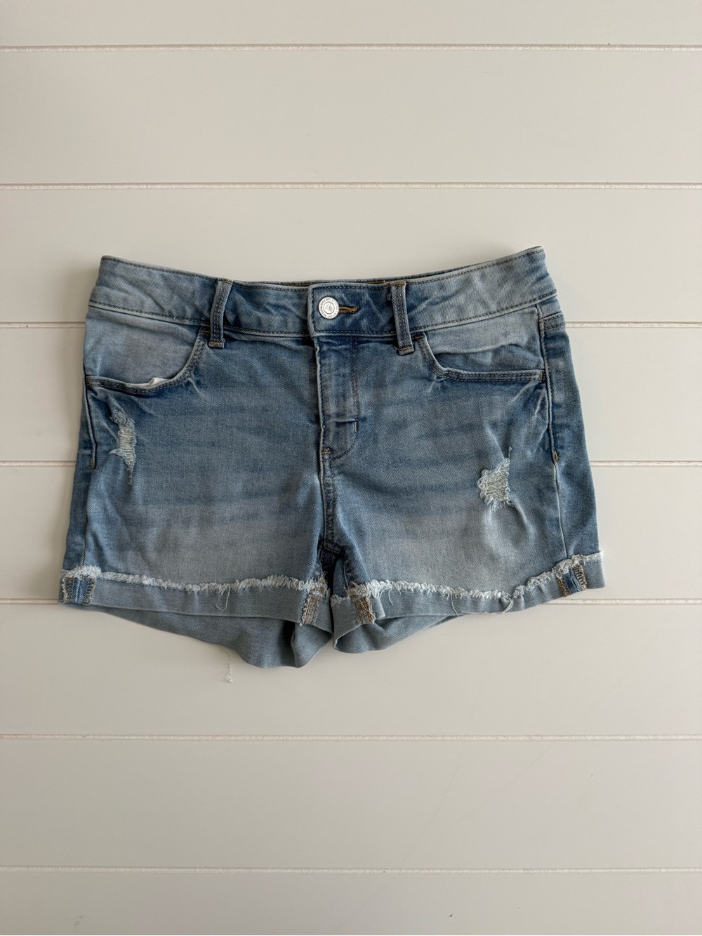 SO Light Blue Distressed Denim Shorts